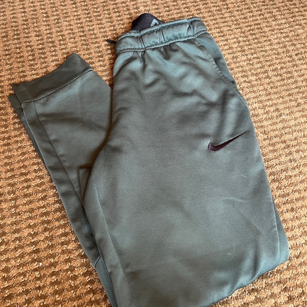 Nike Dri-FIT Men's Olive Green Joggers with Black Accents